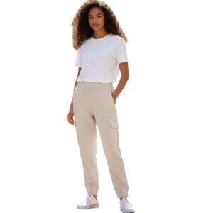Express cream Light Cargo Joggers NWT fleece stretch waist pockets size XXL
